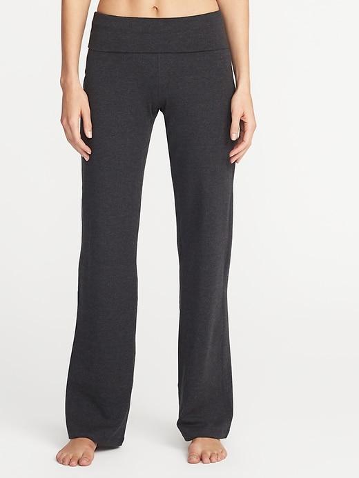 Old Navy Womens Mid-rise Wide-leg Roll-over Yoga Pants For Women Medium Gray Heather Size Xs