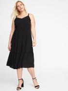Old Navy Womens Plus-size Fit & Flare Tiered Midi Dress Black Size 3x