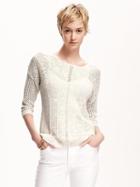 Old Navy Hi Lo Mesh Pullover For Women - Cream Of Wheat