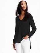 Old Navy Twill Pleated Tunic For Women - Black