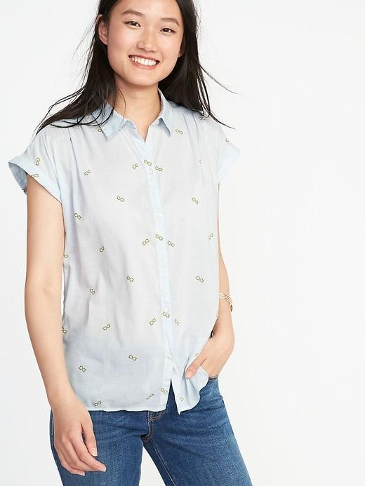 Old Navy Womens Relaxed Button-front Shirt For Women Sunglasses Size Xxl