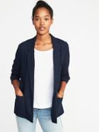 Old Navy Womens Linen-blend Blazer For Women In The Navy Size Xs
