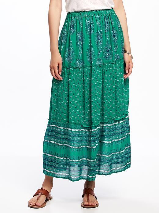 Old Navy Tiered Boho Maxi Skirt For Women - Fortune Tealer