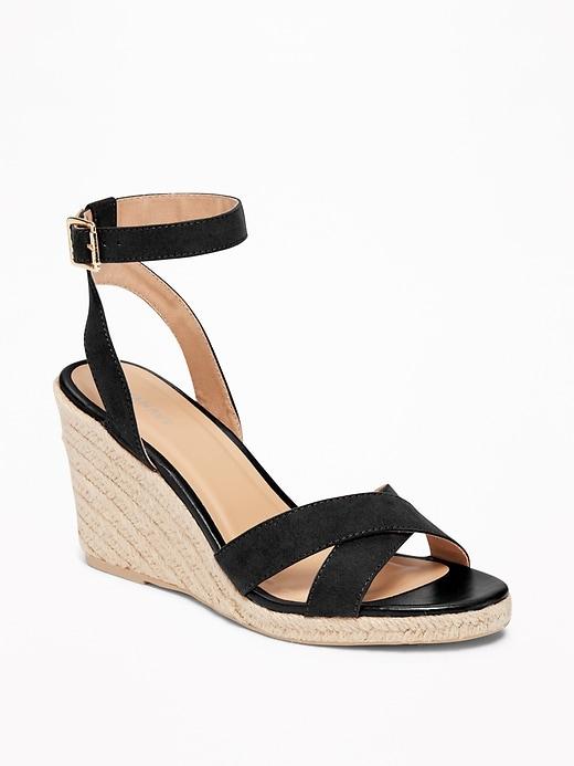 Old Navy Womens Sueded Cross-strap Espadrille Wedges For Women Blackjack Size 11