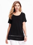 Old Navy Relaxed Crochet Lace Trim Tee For Women - Black