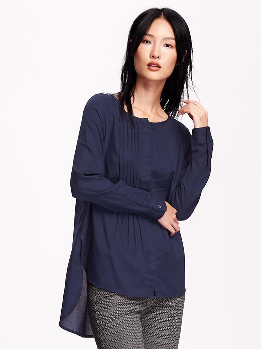 Old Navy Womens Pintuck Tunic Size L Tall - Lost At Sea Navy