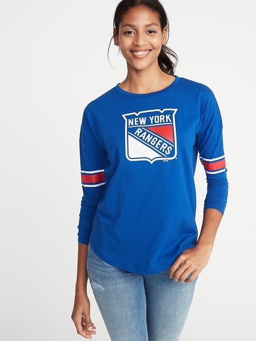 Old Navy Womens Nhl Team Sleeve-stripe Tee For Women Ny Rangers Size L