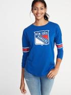 Old Navy Womens Nhl Team Sleeve-stripe Tee For Women Ny Rangers Size L