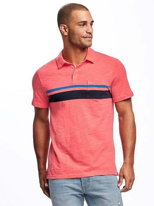 Old Navy Soft Washed Slub Knit Polo For Men - Coral Tropics