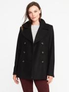 Old Navy Classic Wool Blend Peacoat For Women - Black
