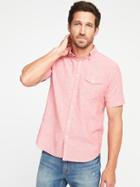 Old Navy Mens Regular-fit Linen-blend Pocket Shirt For Men Apple Guava Size Xxxl