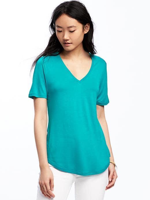 Old Navy Relaxed V Neck Tee For Women - Teal We Meet
