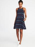 Old Navy Womens Suspended-neck Striped Swing Dress For Women Navy Stripe Size M