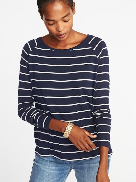Old Navy Womens Luxe Raglan Scoop-neck Top For Women Navy Stripe Size Xs