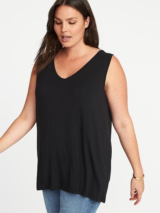 Old Navy Womens Plus-size V-neck Swing Tank Black Size 4x
