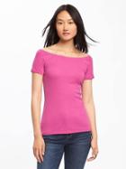 Old Navy Semi Fitted Off The Shoulder Top For Women - Raspberry Tart