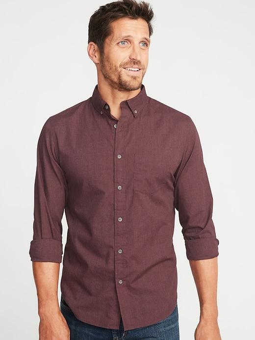 Old Navy Mens Slim-fit Poplin Shirt For Men Red Wine Vinegar Size Xxxl