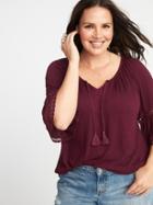 Old Navy Womens Plus-size Bell-sleeve Swing Top Maroon Jive Size 1x