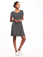 Old Navy Jersey Swing Dress For Women - O.n. New Black Stripe