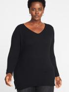 Old Navy Womens Textured V-neck Plus-size Tunic Sweater Black Size 1x