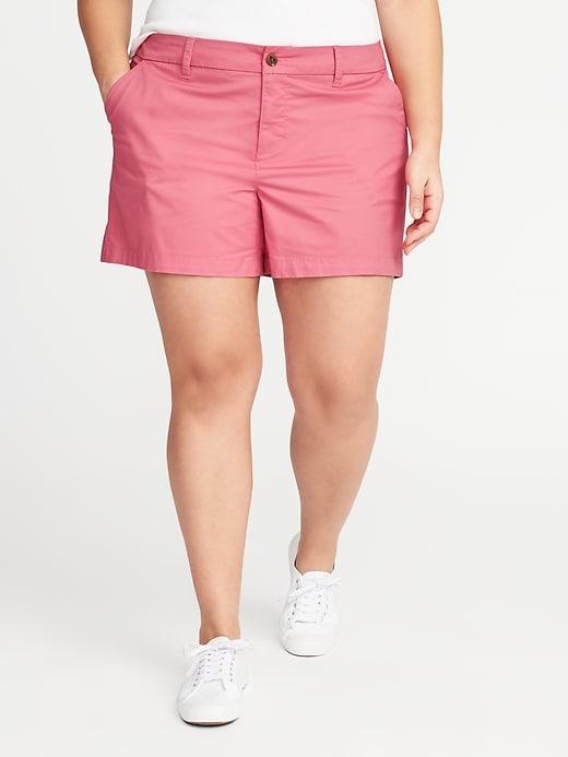Old Navy Womens Mid-rise Plus-size Everyday Twill Shorts (5) Rogue Rouge Size 20