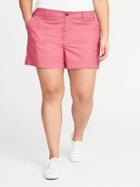 Old Navy Womens Mid-rise Plus-size Everyday Twill Shorts (5) Rogue Rouge Size 20