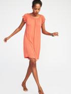 Old Navy Womens Jersey Flutter-sleeve Swing Dress For Women Briquette Size L