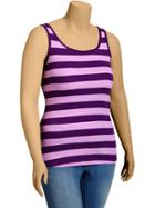 Old Navy Fitted Rib Knit Plus Size Layering Tank Size 4x Plus - Purple Stripe