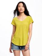 Old Navy Relaxed Linen Blend Curved Hem Tee For Women - Out On A Lime
