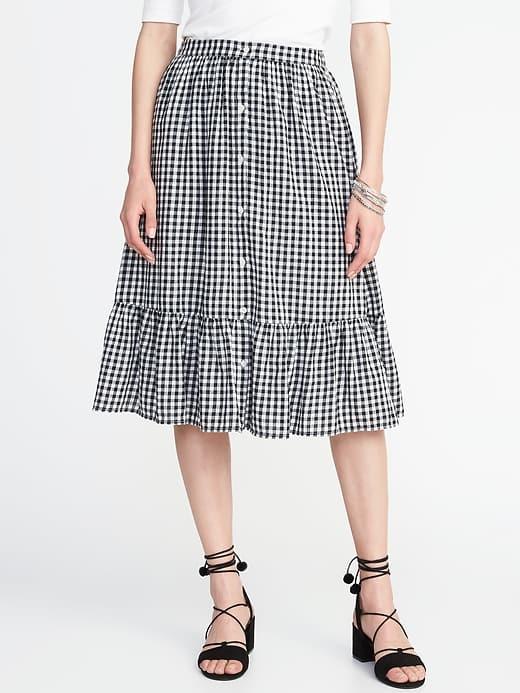 Old Navy Womens Button-front Midi Skirt For Women Gingham Size Xs