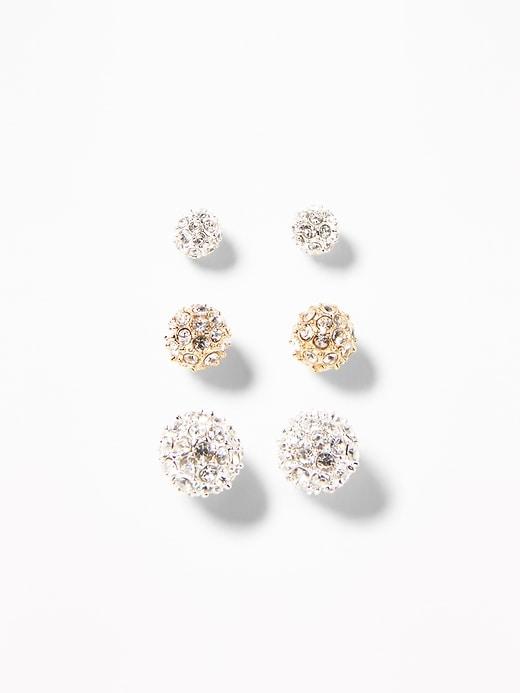 Old Navy  Pav-fireball Stud Earrings 3-pack For Women Silver Size One Size