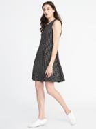 Old Navy Womens Jersey-knit Sleeveless Swing Dress For Women Black Geo Size M