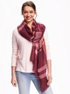 Old Navy Printed Oversized Scarf - Wine Plaid
