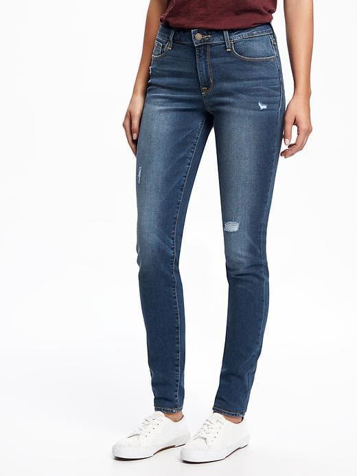 Old Navy Womens Mid-rise Rockstar Destructed Skinny Jeans For Women Darci Size 0