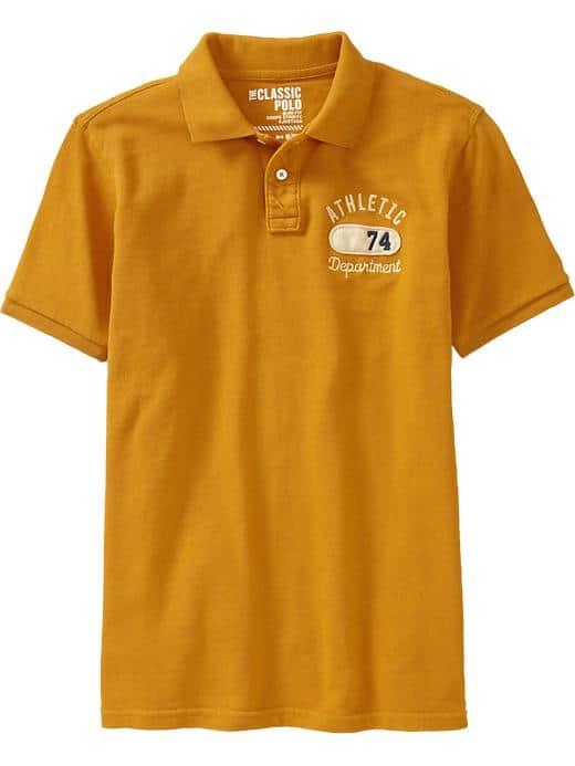 Old Navy Mens Classic Graphic Pique Polos - Mac N Cheese