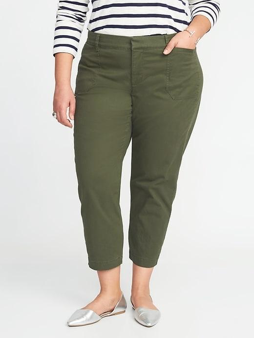 Old Navy Womens Mid-rise Secret-slim Plus-size Pixie Chinos Moss Landing Size 18