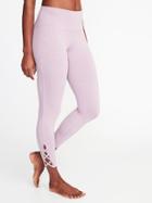 Old Navy Womens High-rise 7/8-length Lattice-hem Yoga Leggings For Women Mauve Size M