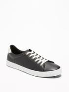 Old Navy Womens Faux-leather Classic Sneakers For Women Black Size 5