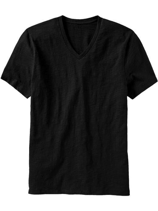Old Navy Mens Men';s V-neck Slub-knit Tees Blackjack Size L