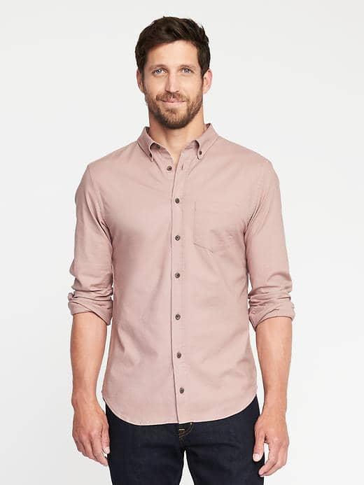 Old Navy Slim Fit Built In Flex Oxford Shirt For Men - Sunset Rose