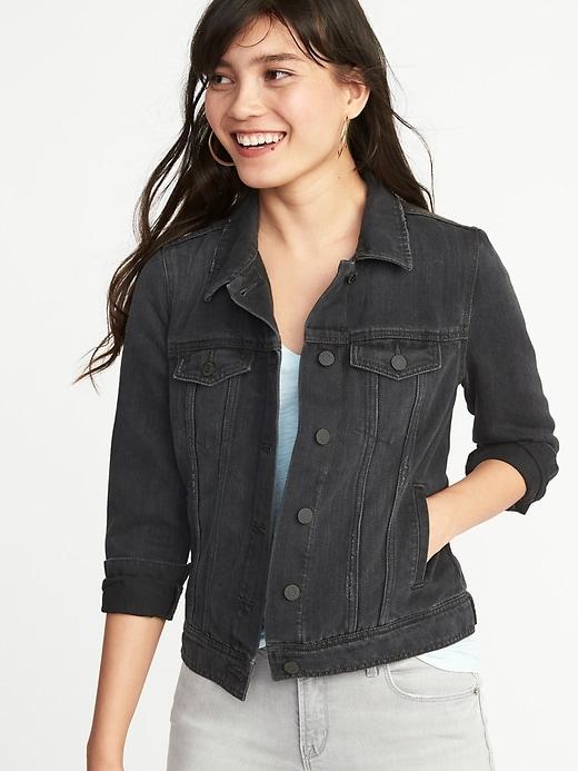 Old Navy Womens Black Denim Jacket For Women Midnight Black Size S