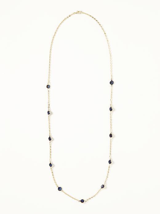 Old Navy Crystal Stone Chain Necklace For Women - Blue Mood