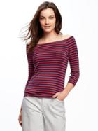 Old Navy Semi Fitted Off Shoulder Top For Women - Multi Stripe