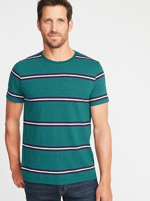 Old Navy Mens Soft-washed Striped Crew-neck Tee For Men Lapis Lazuli Size S