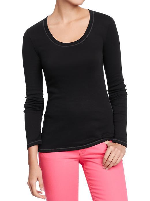Old Navy Womens Long Sleeve Crew Tees - Black