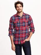 Old Navy Regular Fit Plaid Flannel Shirt Size M Tall - In The Red