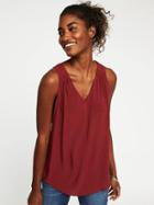 Old Navy Relaxed Cut Out Back V Neck Tank For Women - Gosh Garnet