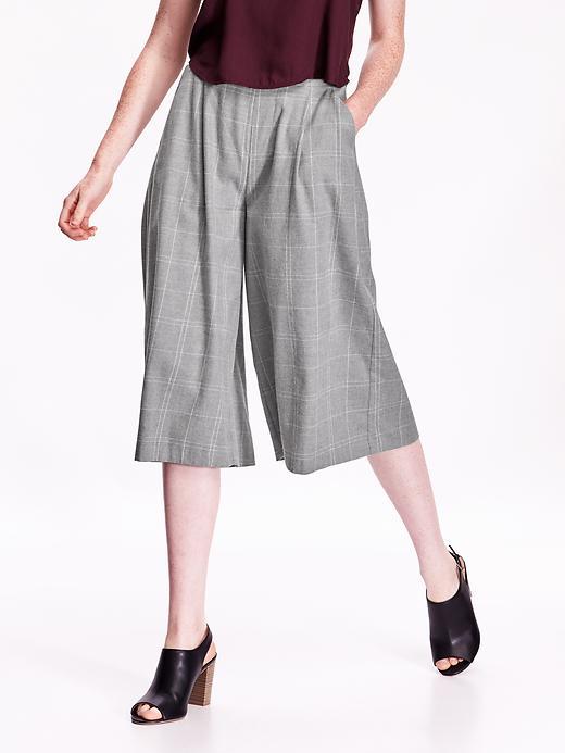 Old Navy Womens Mid Rise Flannel Twill Culottes Size L - Gray Plaid