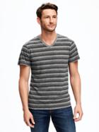 Old Navy Striped V Neck Tee For Men - Heather Grey