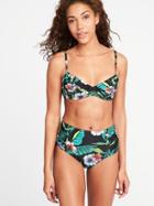 Old Navy Womens Underwire Swim Top For Women Black Floral Size L